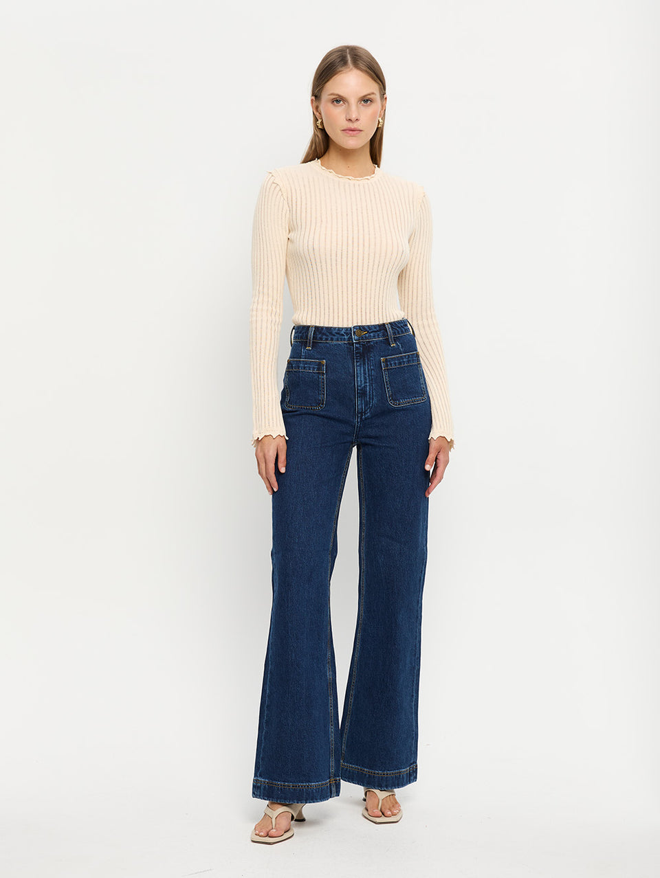 Diana Knit Top worn with jeans