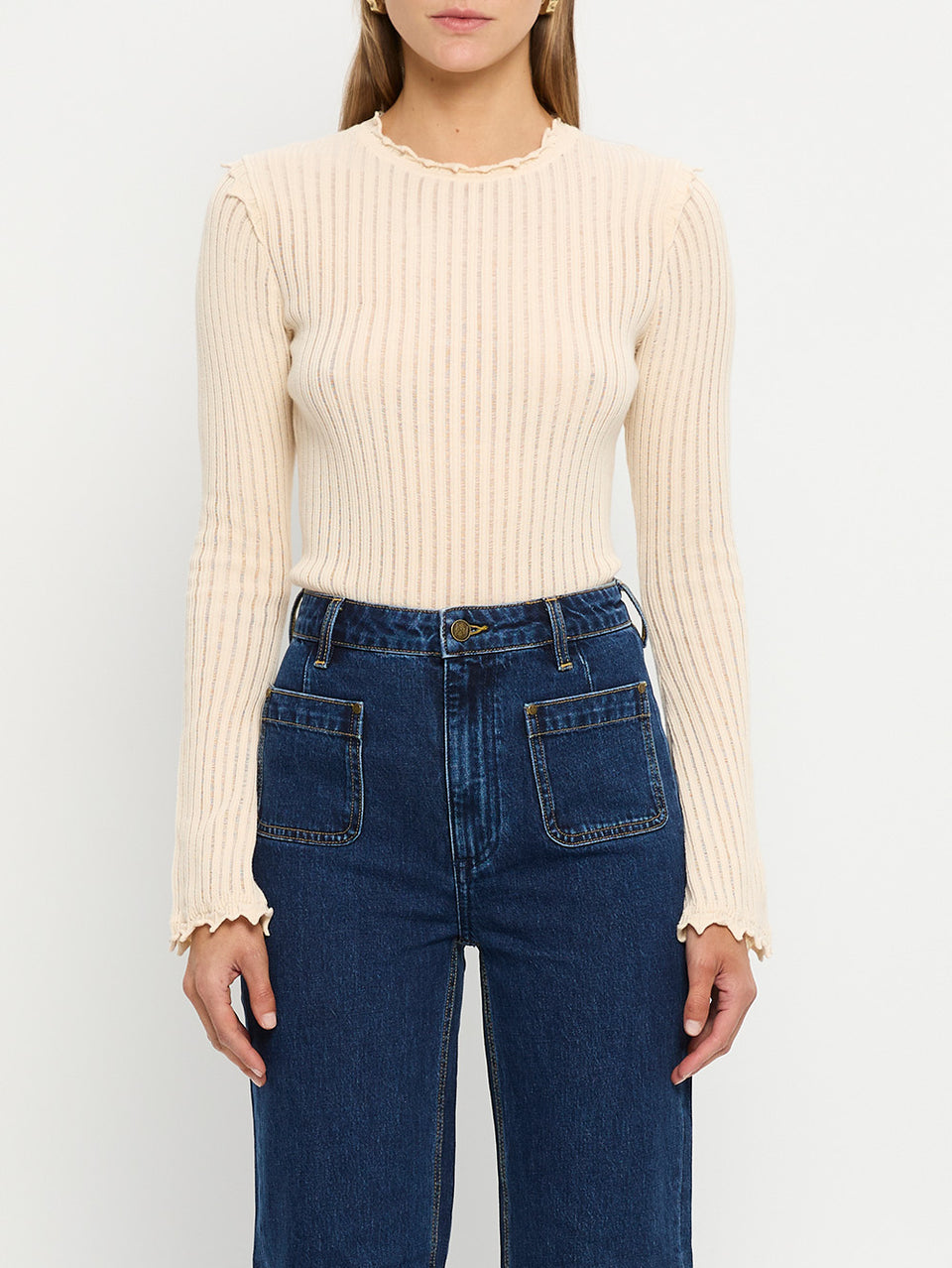 Diana Knit Top worn with jeans