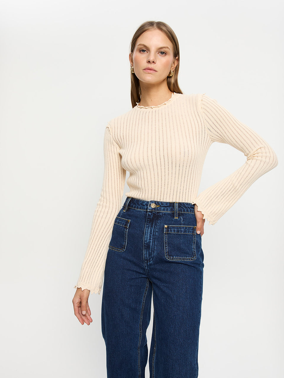 Diana Knit Top worn with jeans