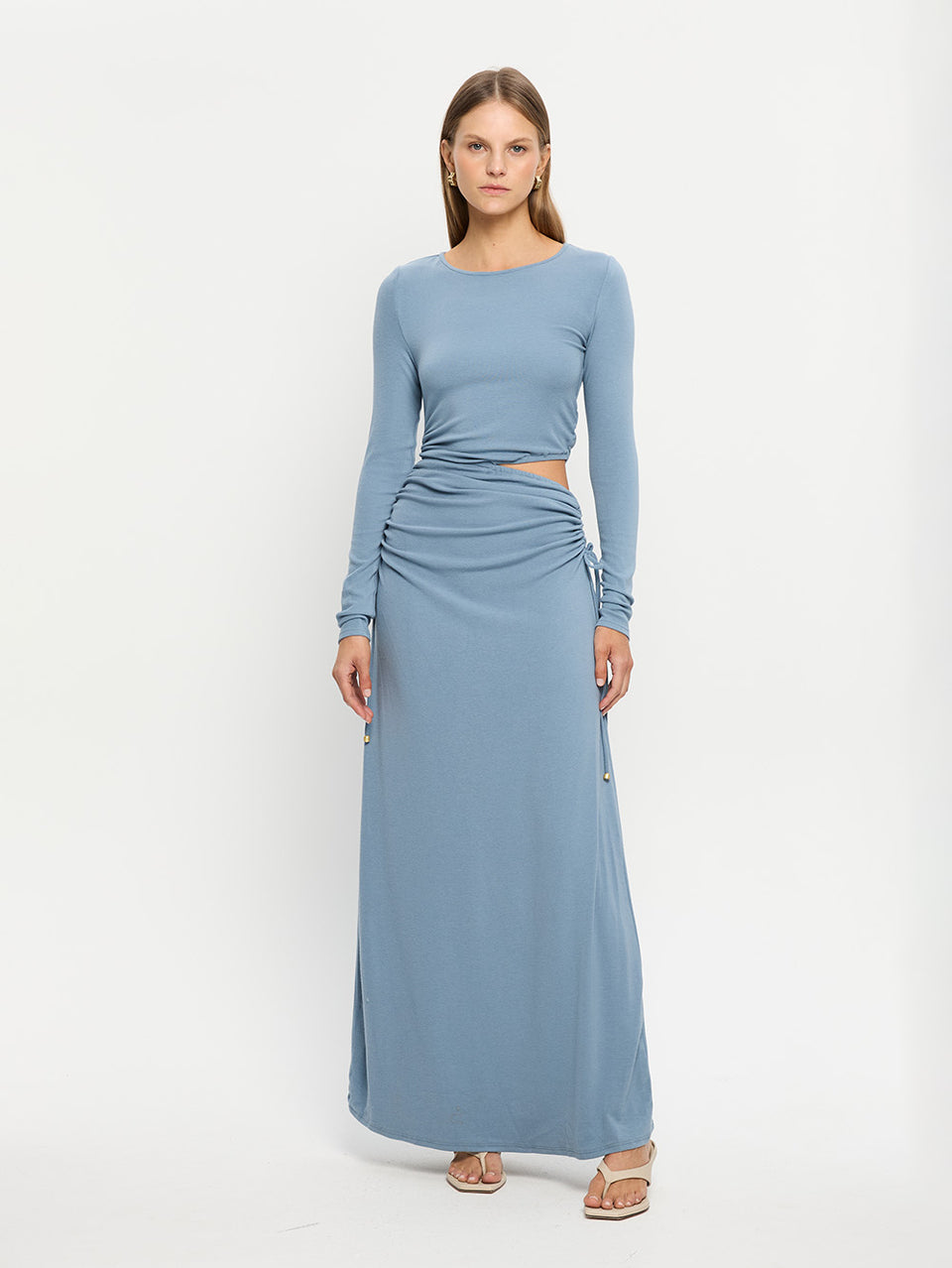 Vanessa Knit Midi Dress KIVARI | Blue midi dress