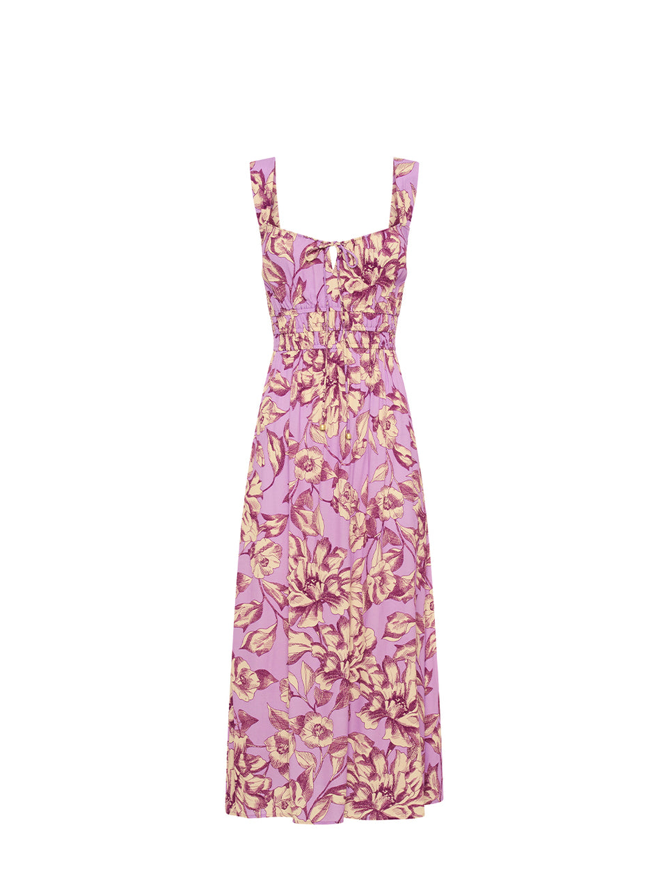 Reyna Strappy Midi Dress KIVARI | Purple floral strappy midi dress