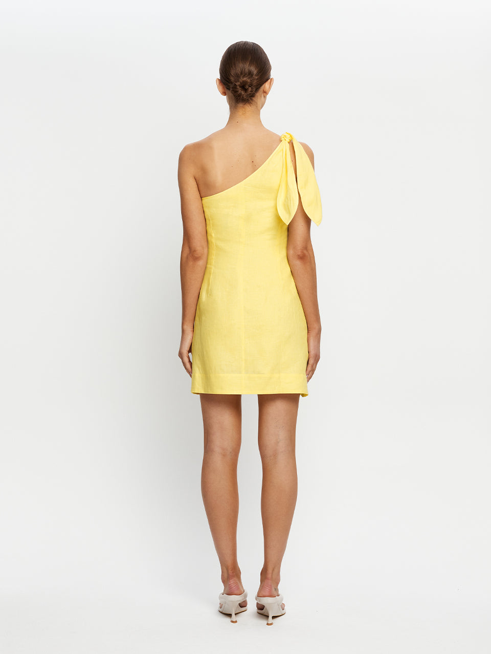 Romina One Shoulder Dress | Butter Yellow Linen Dress