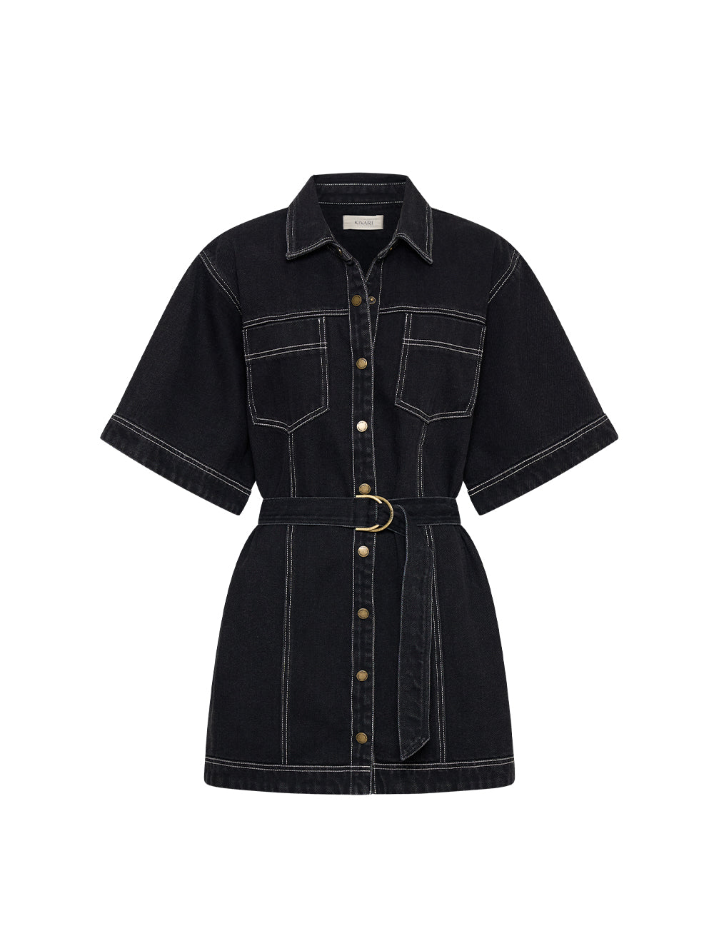 Rowyn Shirt Dress Black KIVARI | Black denim shirt dress