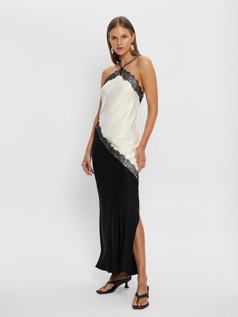Sylvia Maxi Dress | Cream and Black Lace Dress - KIVARI KIVARI International Sylvia Maxi Dress | Cream and Black Lace Dress - KIVARI KIVARI International