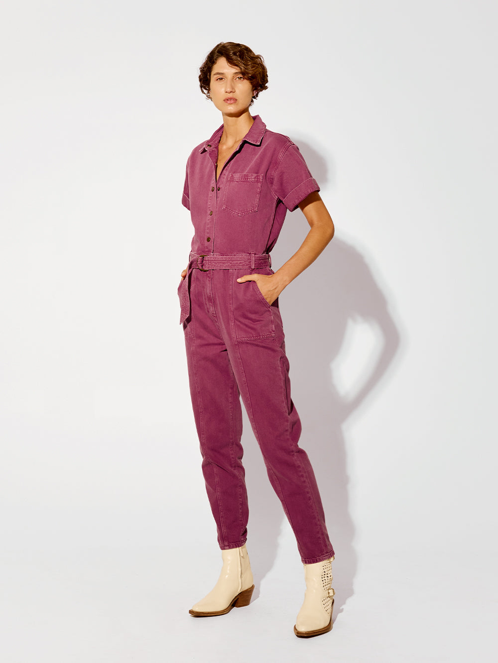 Burgundy boiler suit on sale