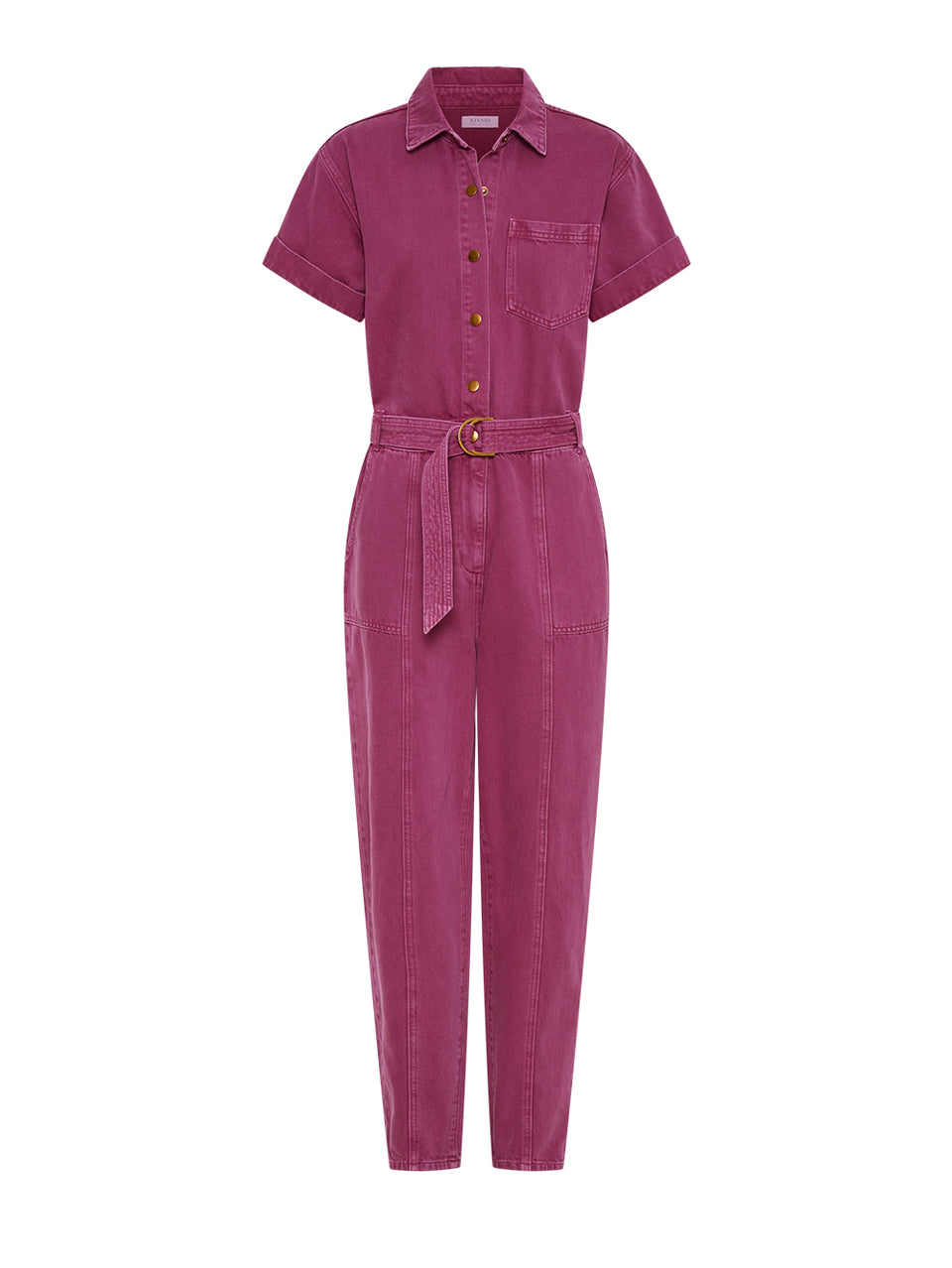 Tahlia Boilersuit Burgundy KIVARI | Purple denim boilersuit