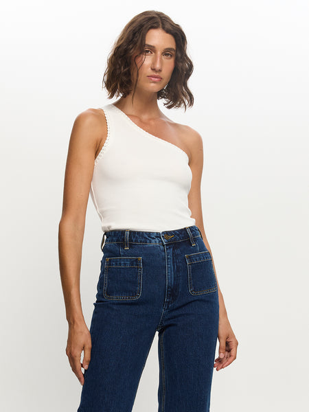 Tallulah One Shoulder Tank - Ivory | KIVARI International