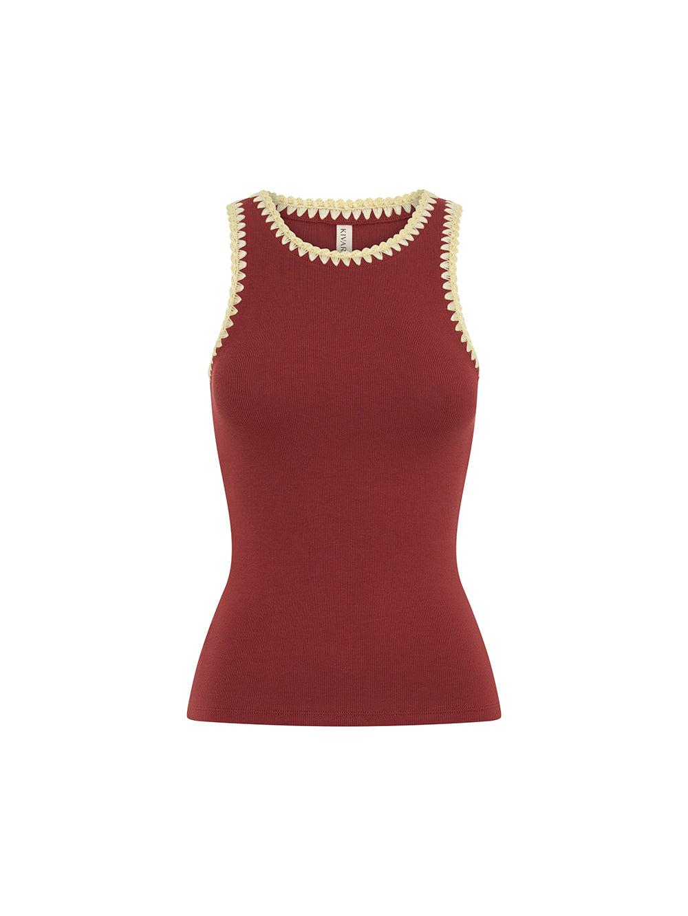 Tallulah Spliced Tank - Brick | Warm Red Knit Tank Top – KIVARI