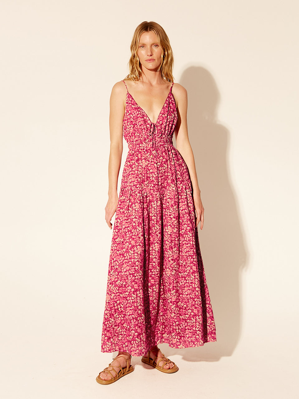 Tamara Maxi Dress KIVARI | Model wears pink floral maxi dress