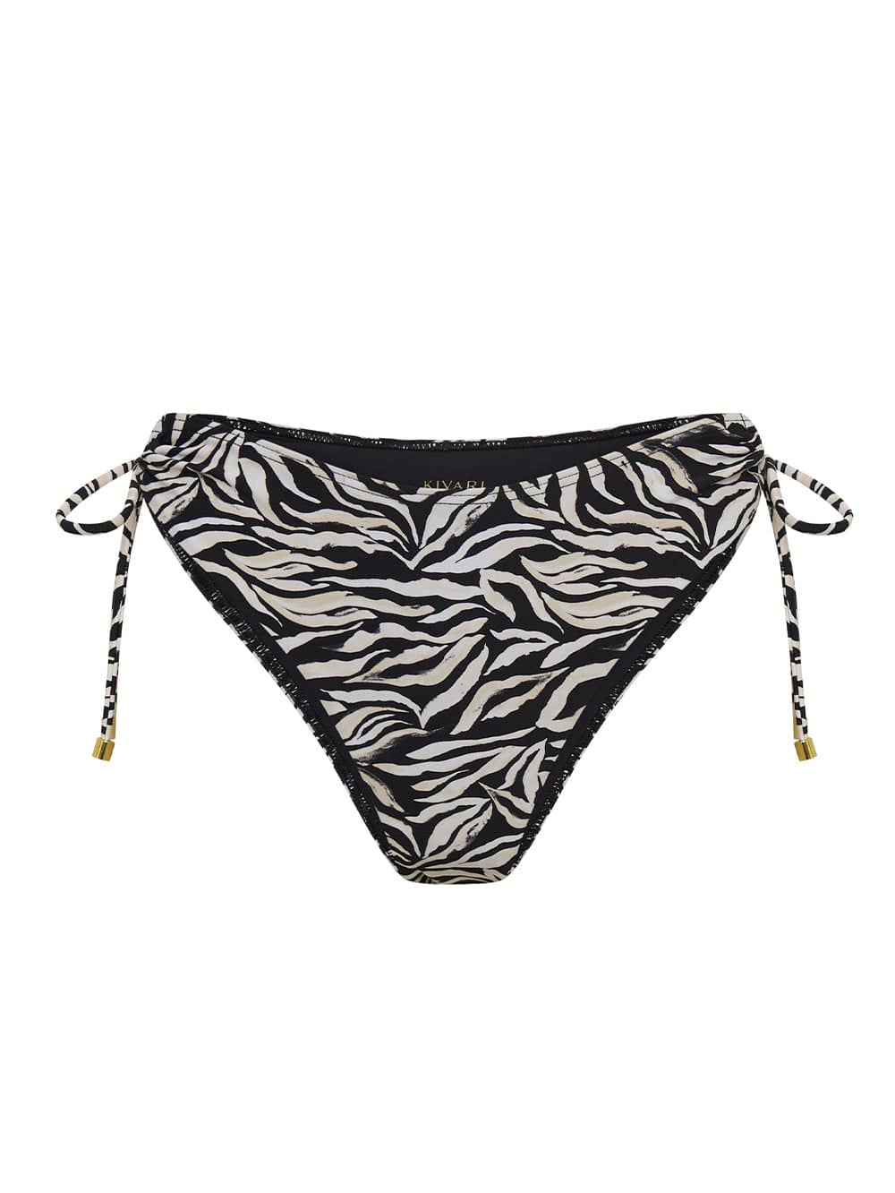 Zenya Tie Loop Bikini Bottom KIVARI | Zebra printed bikini bottoms