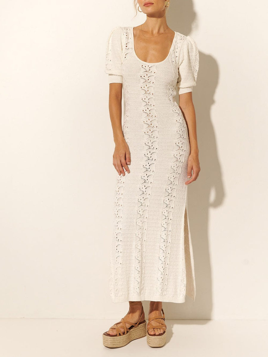 Helena Knit Midi Dress Ivory KIVARI International