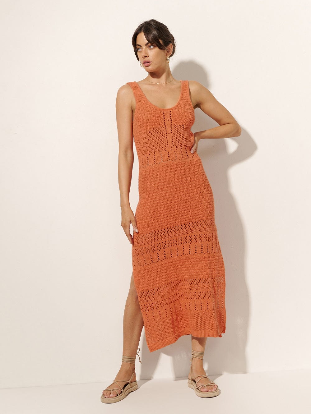 Riza Crochet Maxi Dress - Apricot
